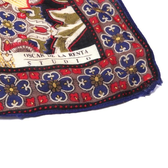 Vintage Oscar de la Renta Studio Scarf Poly Blend Paisley Floral Wrap Shawl - Picture 9 of 10